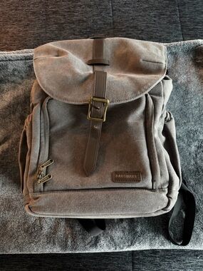 Canvas Travel Backpack with Buckle Flap - Brown